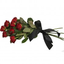Funeral bouquet of red roses